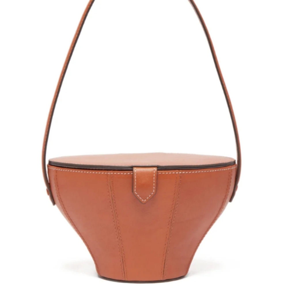 NWT Staud Croc Leather Alice Bag Tan Brown
